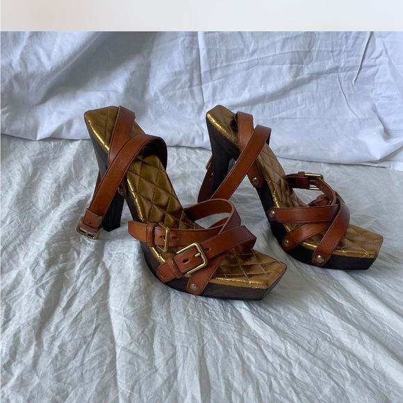 Yves Saint Laurent Women's Brown High Heel Sandals - Picture 2 of 5